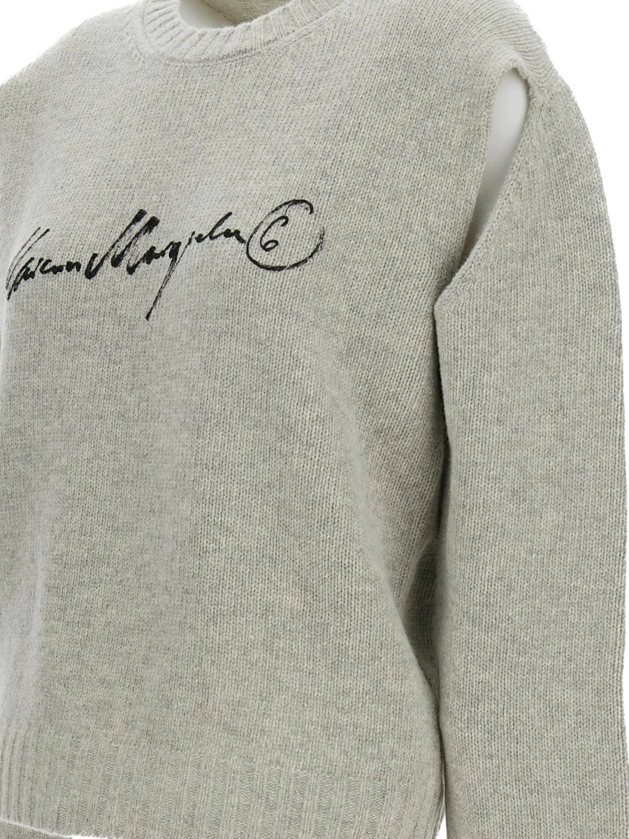 Pulover tricotat MM6 Maison Margiela gri - Img 3