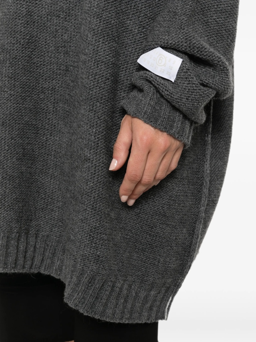 Pulover tricotat MM6 Maison Margiela gri - Img 5
