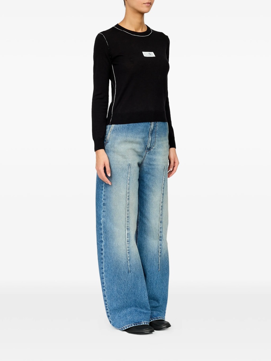 Pulover tricotat MM6 Maison Margiela negru - Img 3