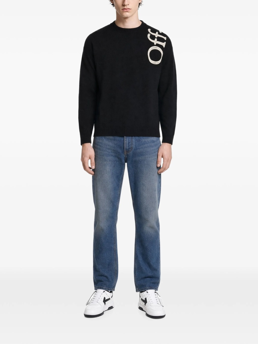 Pulover tricotat Off-White negru - Img 2