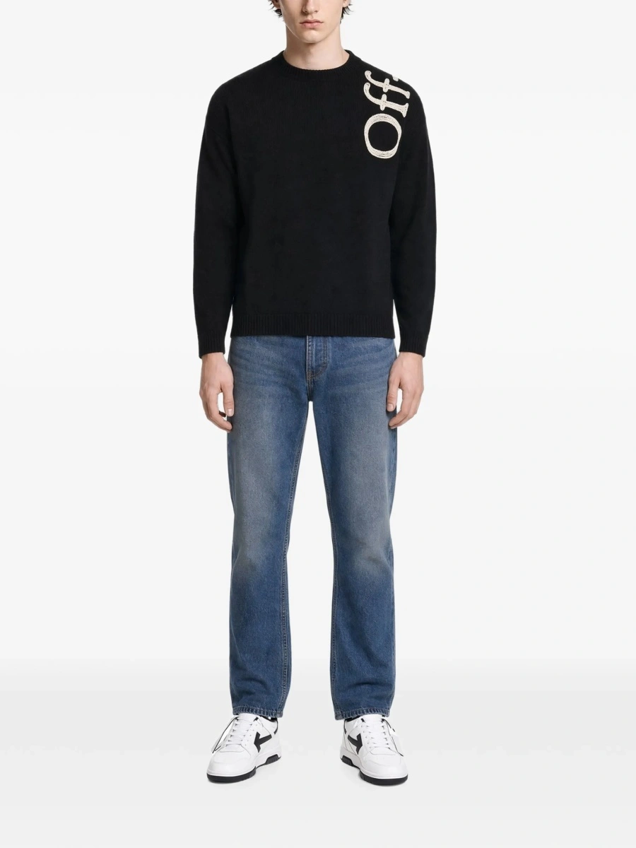 Pulover tricotat Off-White negru - Img 2