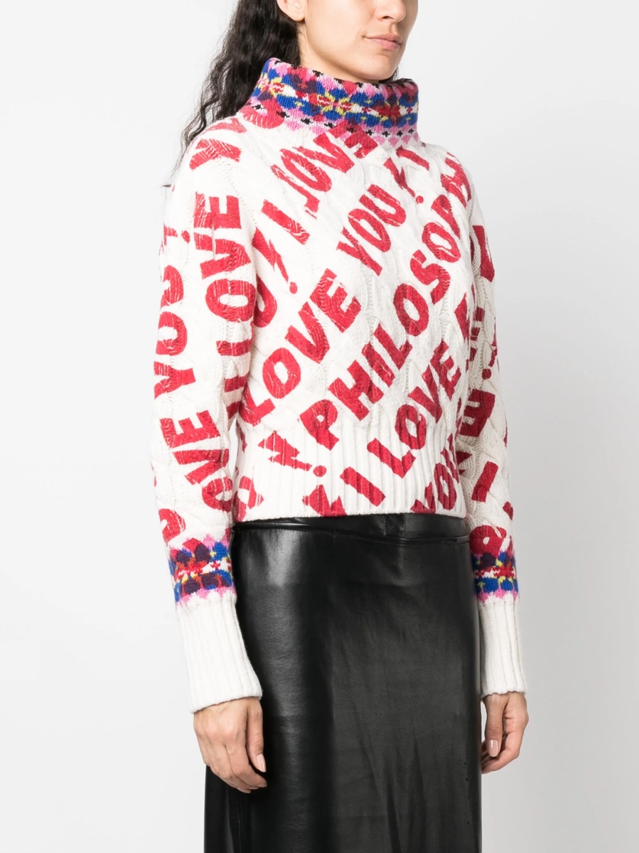 Pulover tricotat Philosophy alb - Img 3