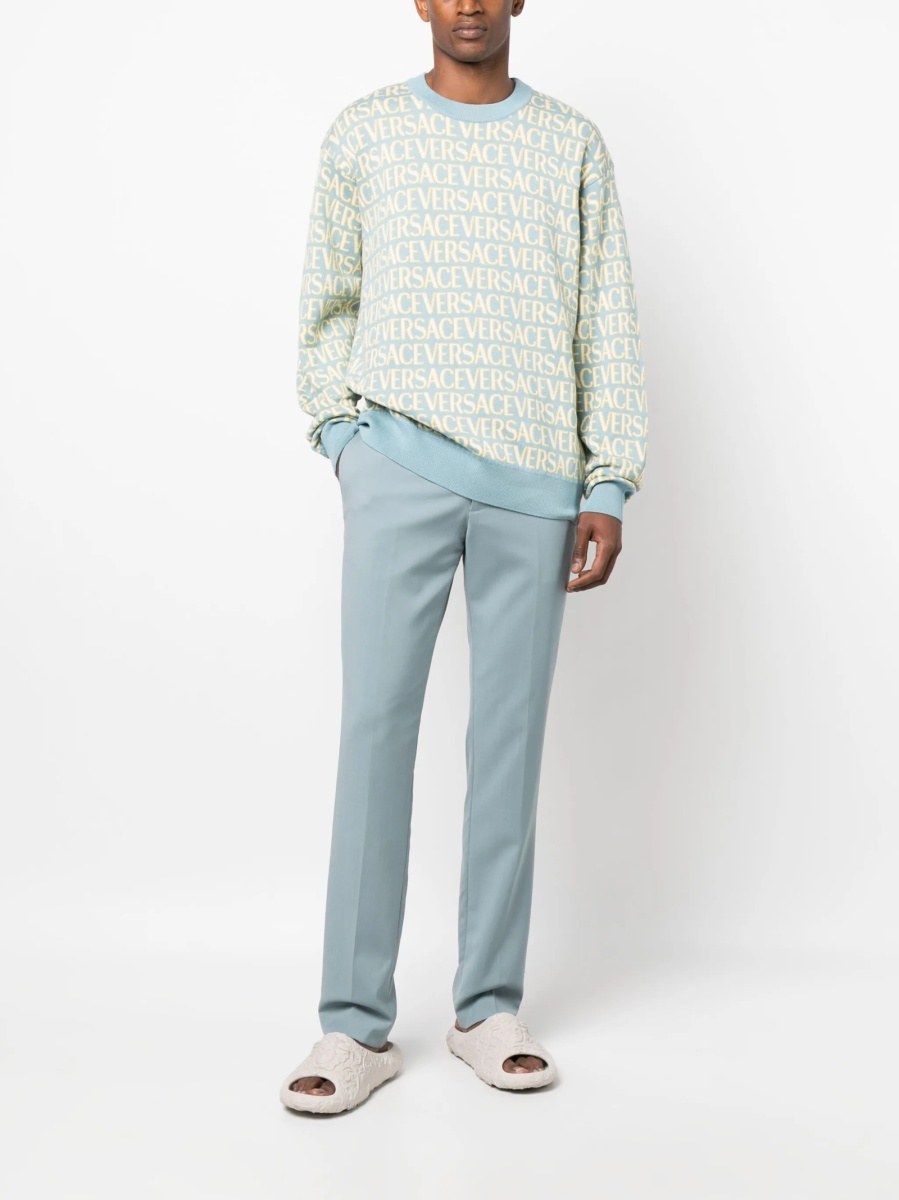 Pulover tricotat Versace albastru - Img 2