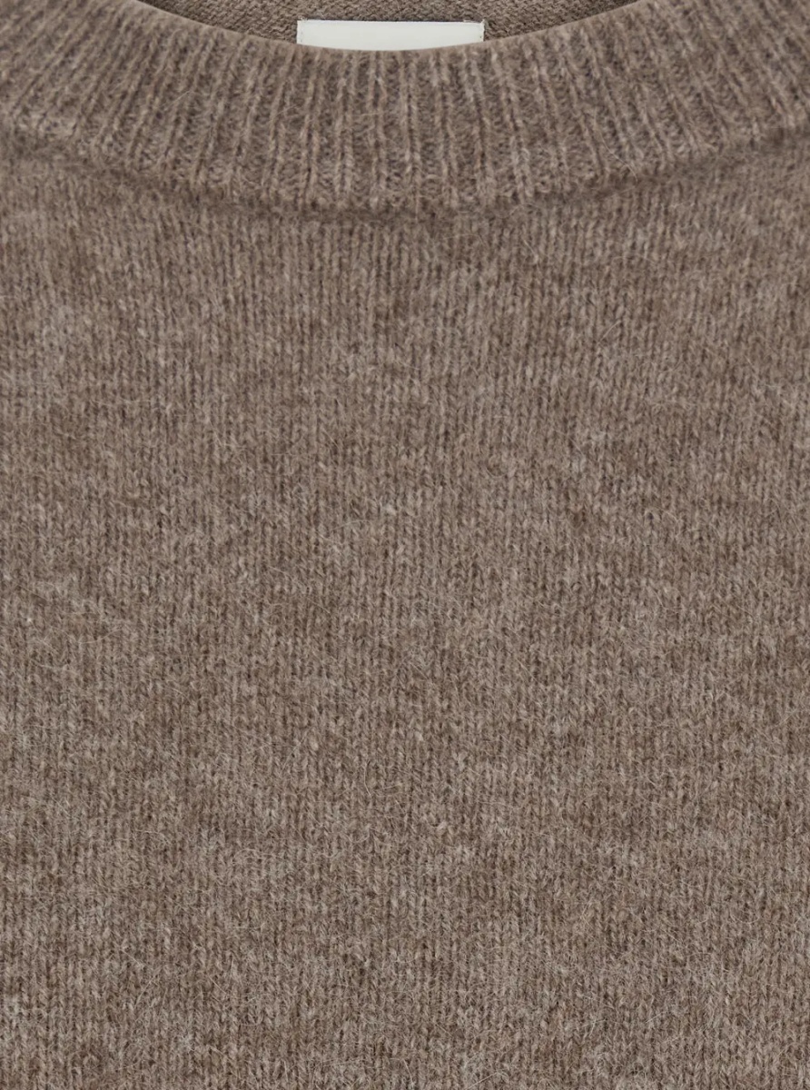 Pulover 'TRISTAN' beige Sweater with round neck and Dropped shoulders in wool and yak women - Img 3