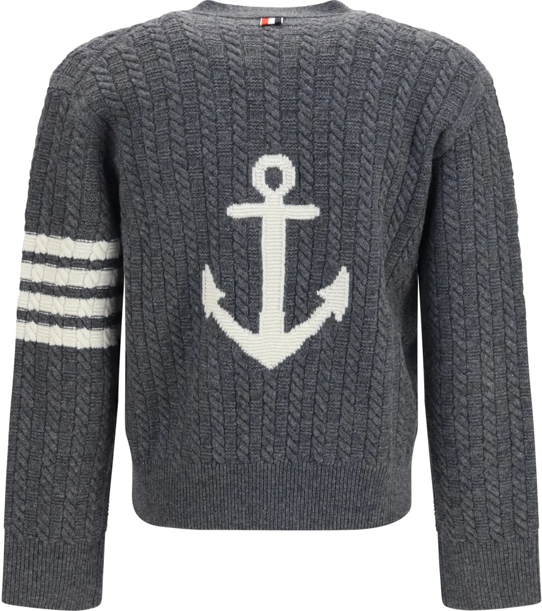 Pulover V-neck Sweater with Anchor embroidery on the back - Img 2