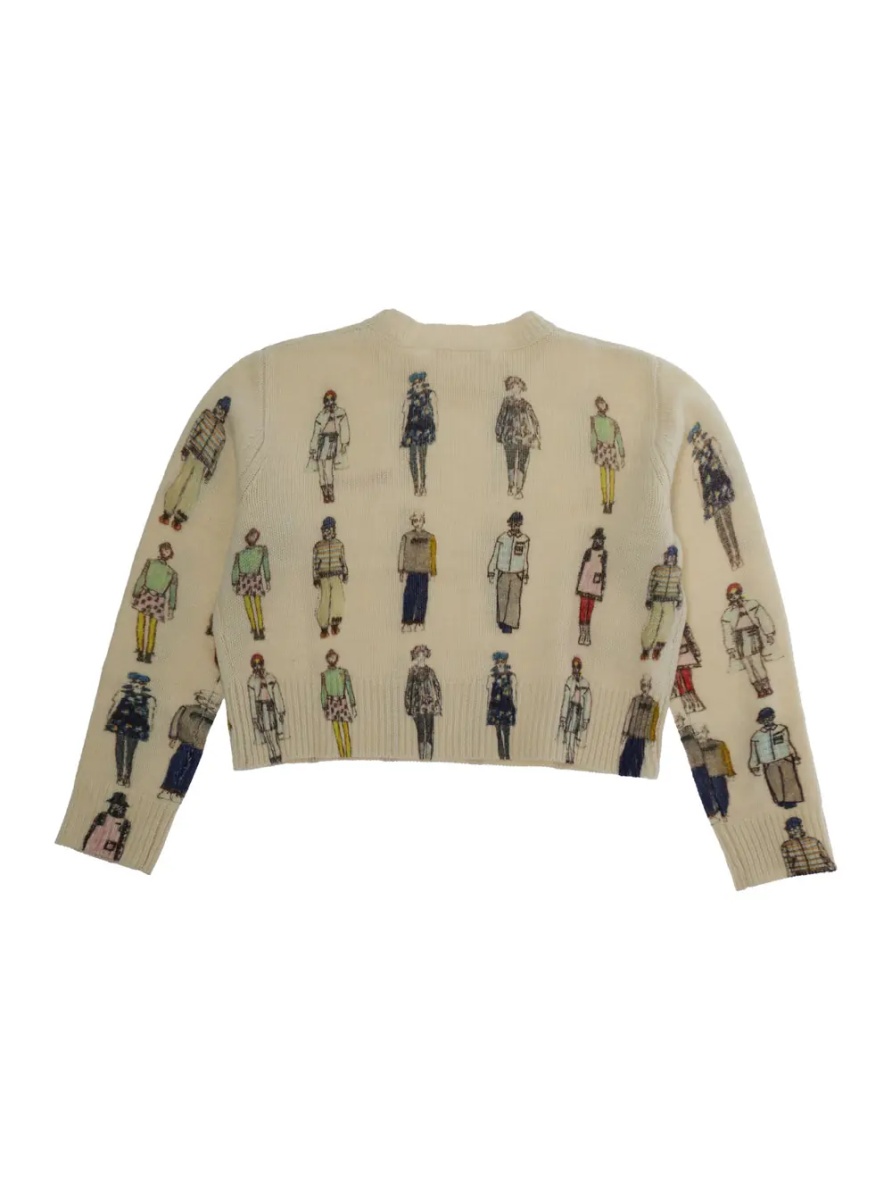 Pulover White long-sleeve round-neck sweater in wool and nylon for Girl - Img 2