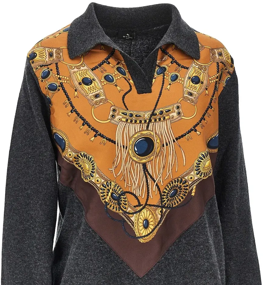 Pulover Wool sweater with printed silk intarsia - Img 2