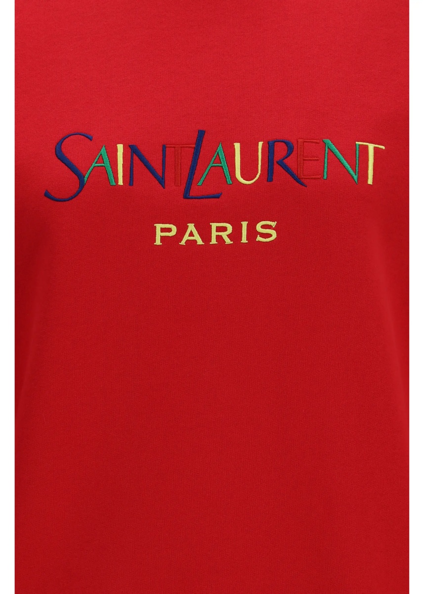 Pulovere Cotton crewneck Sweatshirt with Saint Laurent Paris embroidery - Img 3