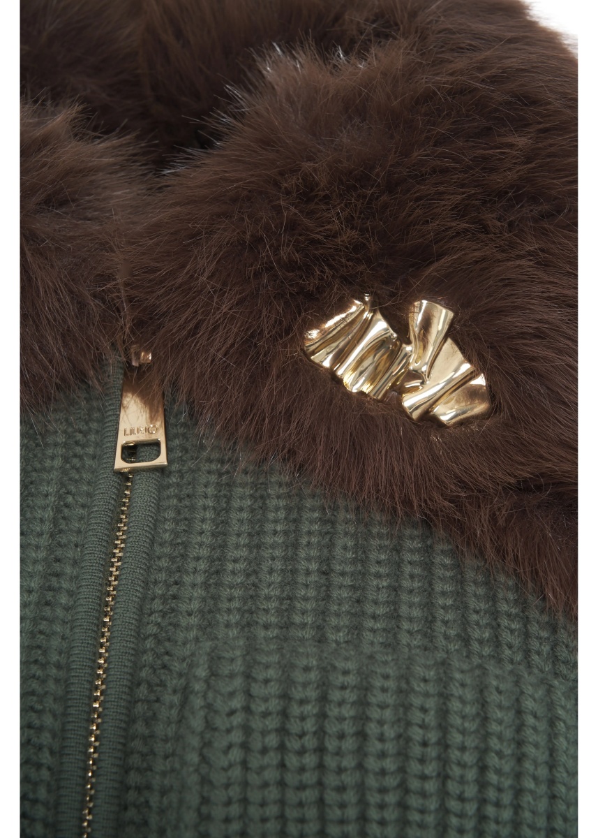 Pulovere Knit jacket with faux fur collar - Img 3