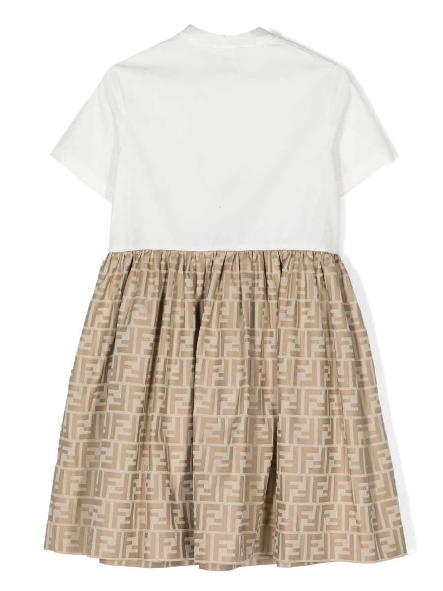 Rochie casual Fendi neutra din bumbac si polyester - Img 2