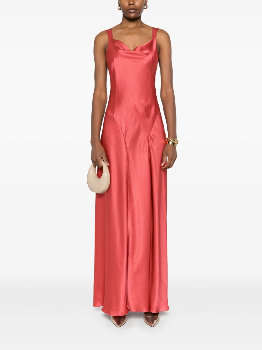 Rochie de seara Alberta Ferretti roz din acetat si matase - Img 2