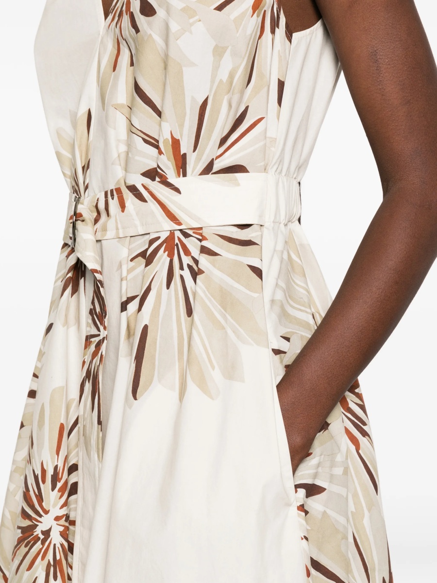 Rochie de zi Brunello Cucinelli neutra din alama eco si bumbac - Img 5