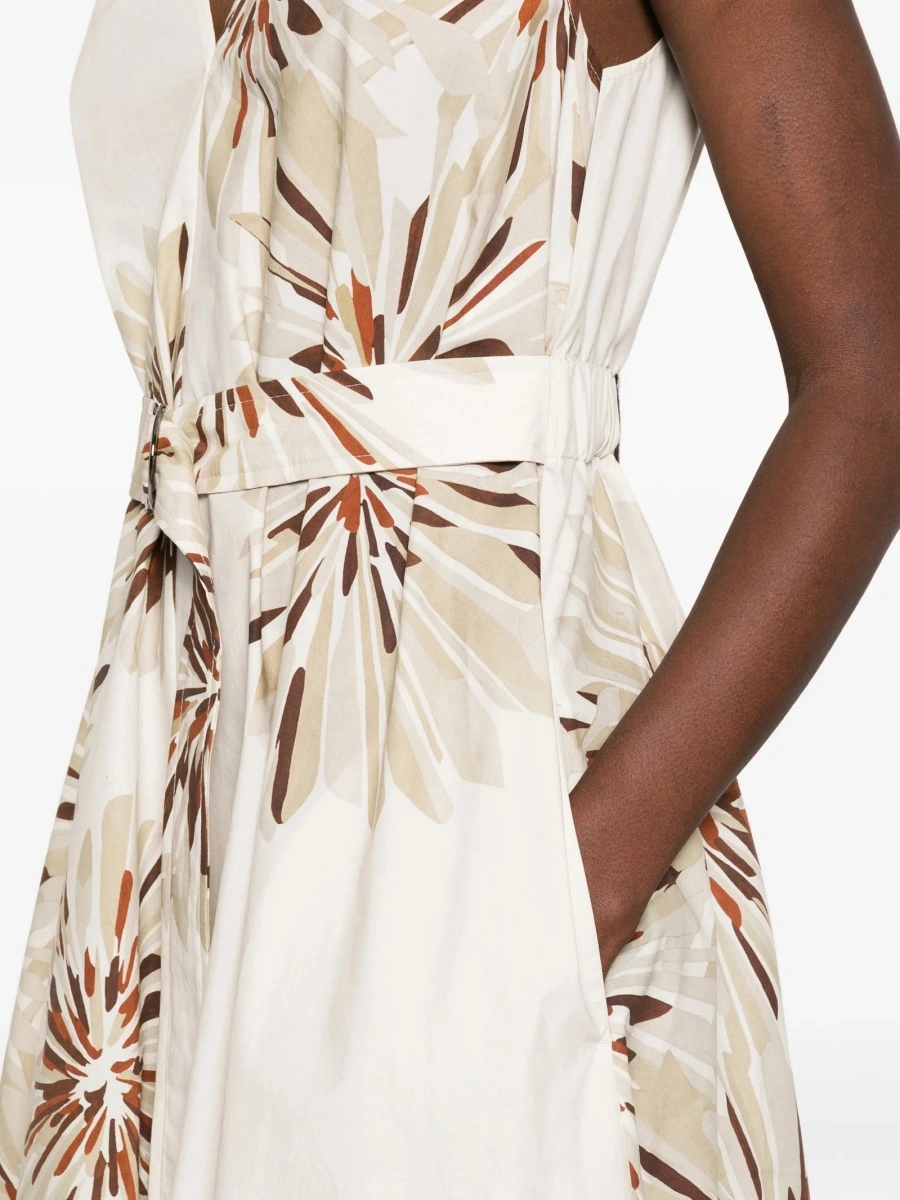 Rochie de zi Brunello Cucinelli neutra din alama eco si bumbac - Img 5