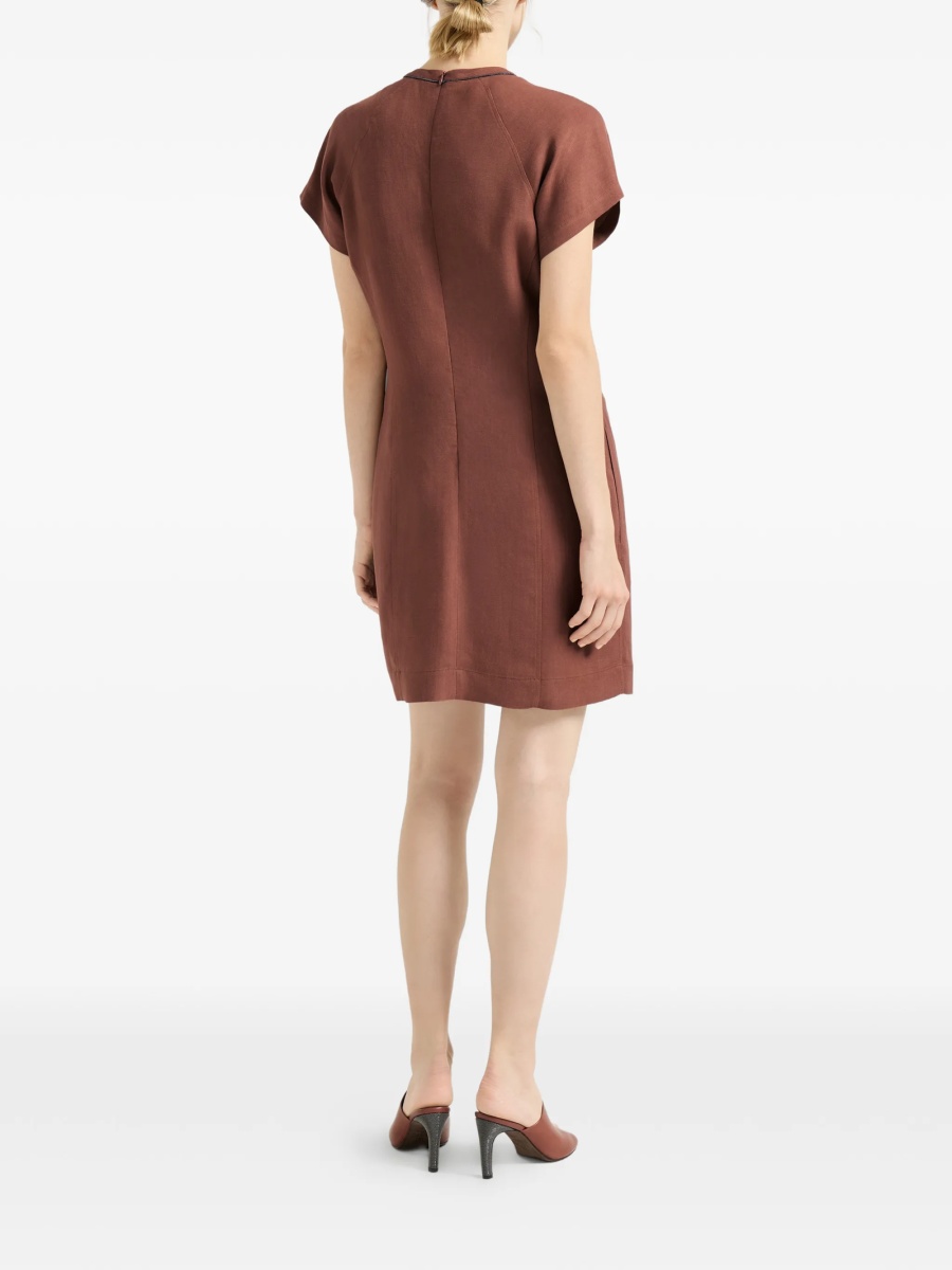 Rochie de zi Brunello Cucinelli portocalie din in eco si vascoza - Img 4