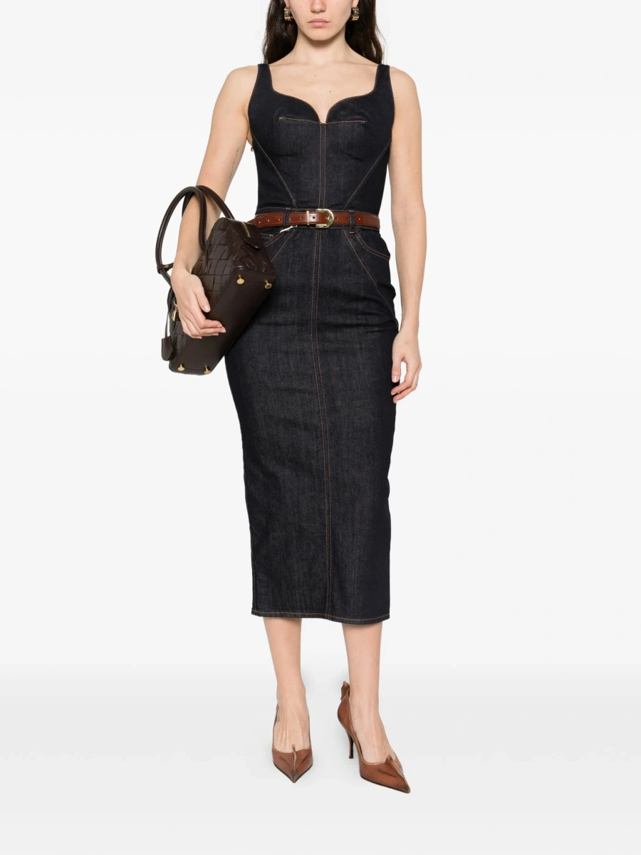 Rochie de zi Givenchy albastra din bumbac si spandex/elastan - Img 2