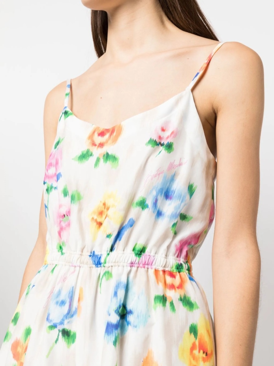 Rochie de zi LOVE Moschino alba din bumbac si matase - Img 5