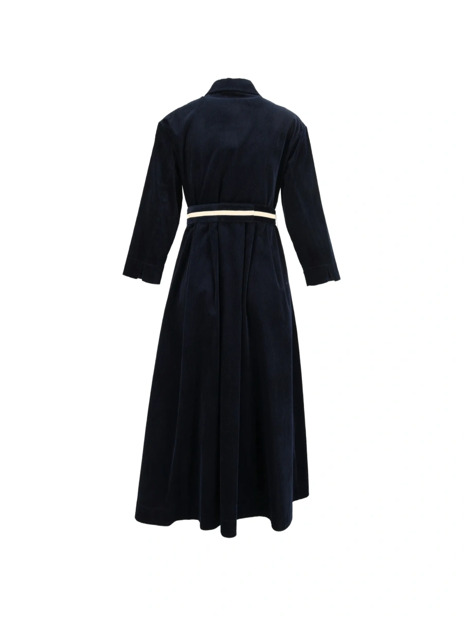 Rochie de zi Max Mara albastra din bumbac - Img 3