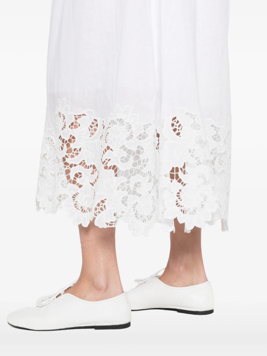 Rochie de zi MaxMara Studio alba din in si polyester - Img 5