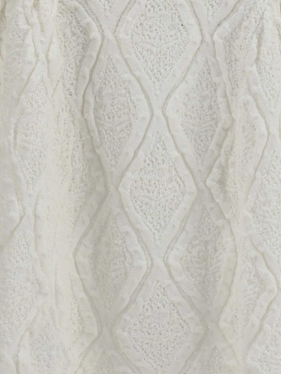 Rochie de zi Self-Portrait alba din polyester si bumbac - Img 3