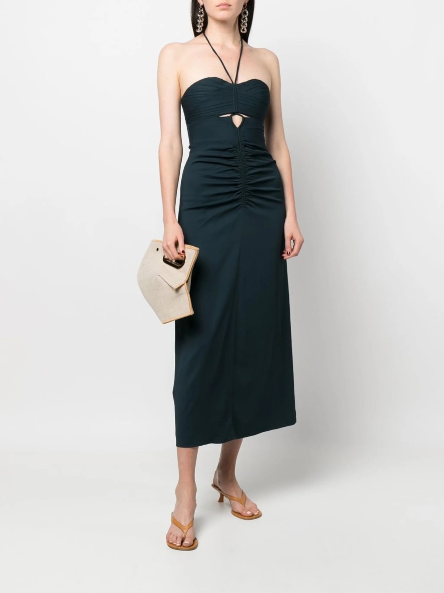 Rochie de zi Self-Portrait gri din vascoza si spandex/elastan - Img 2