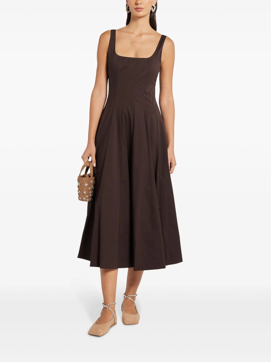 Rochie de zi STAUD maro din spandex/elastan si bumbac - Img 2