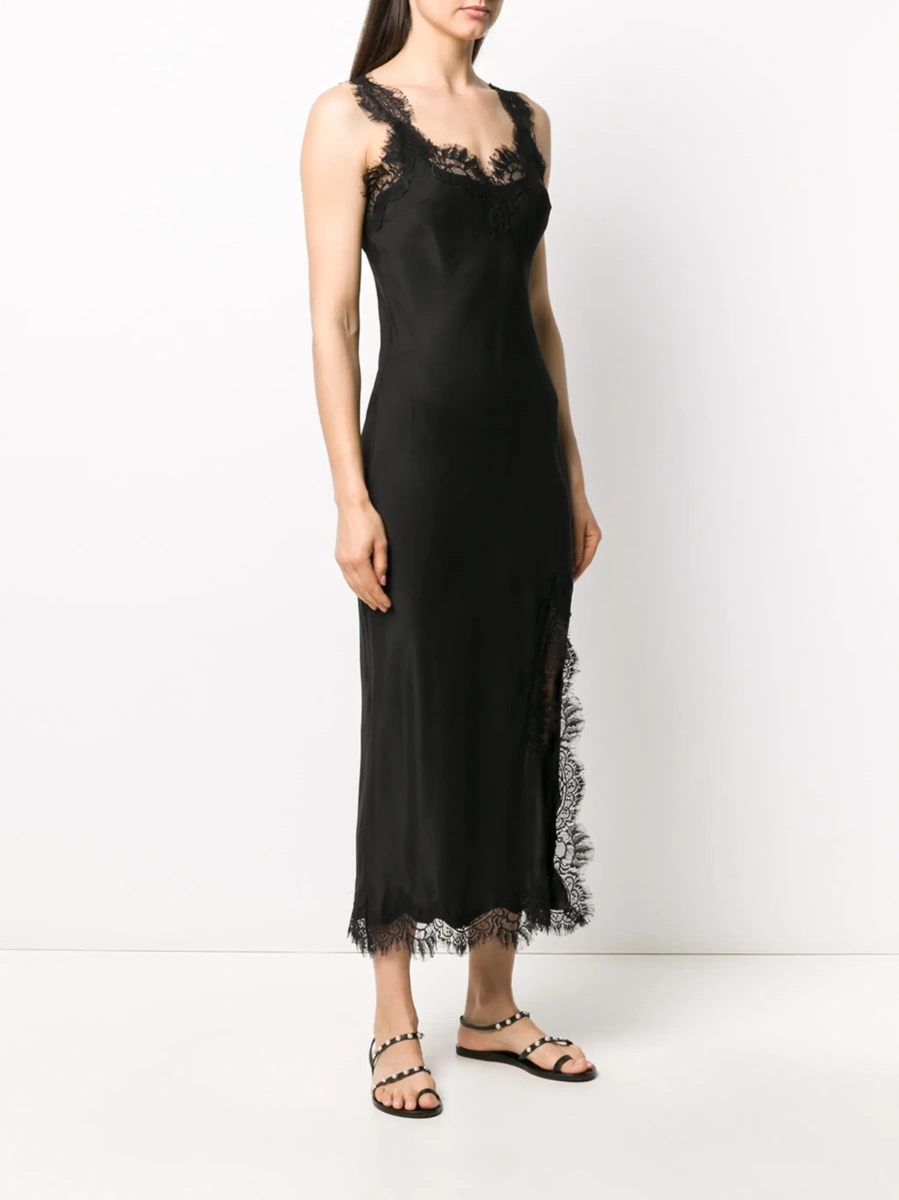 Rochie lunga GOLD HAWK neagra din matase - Img 5