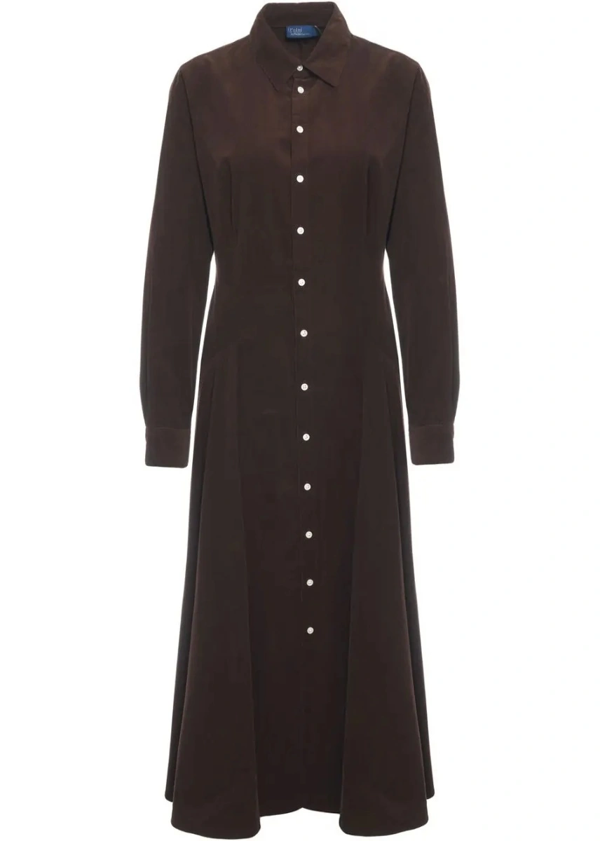 Rochie lunga Ralph Lauren maro din catifea reiata - Img 2