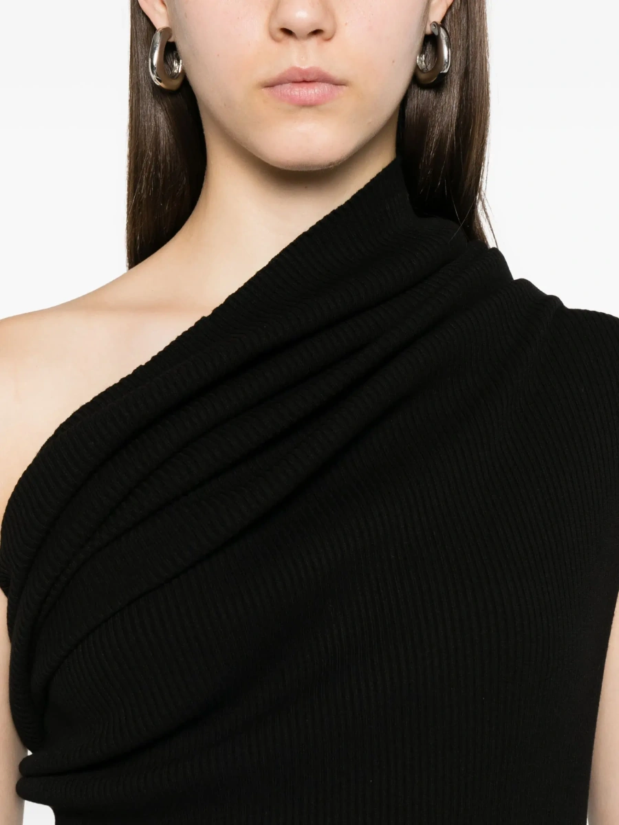 Rochie lunga Rick Owens neagra din vascoza - Img 7