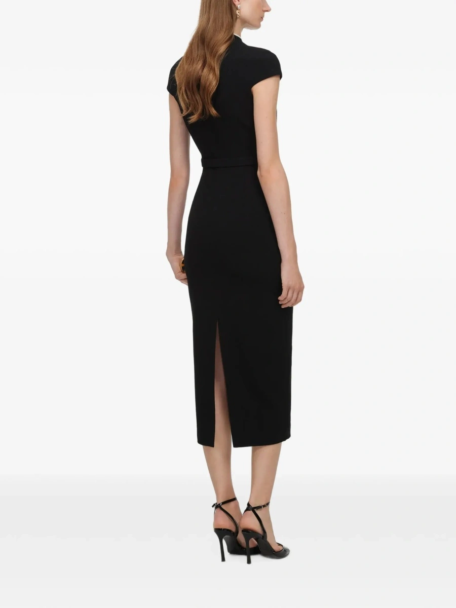 Rochie lunga Self-Portrait neagra din lana - Img 6