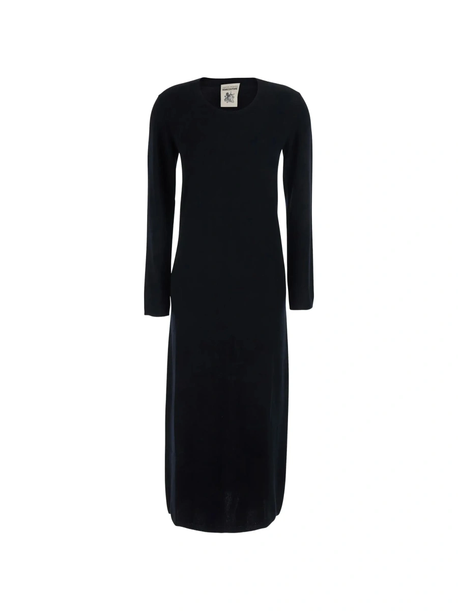 Rochie lunga Semicouture neagra din lana si casmir - Img 6