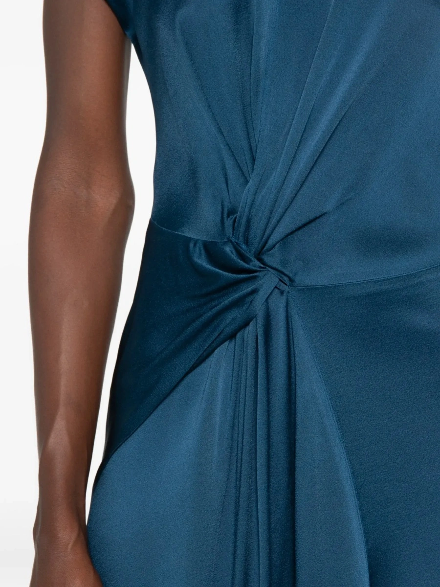 Rochie lunga Victoria Beckham albastra din vascoza - Img 6