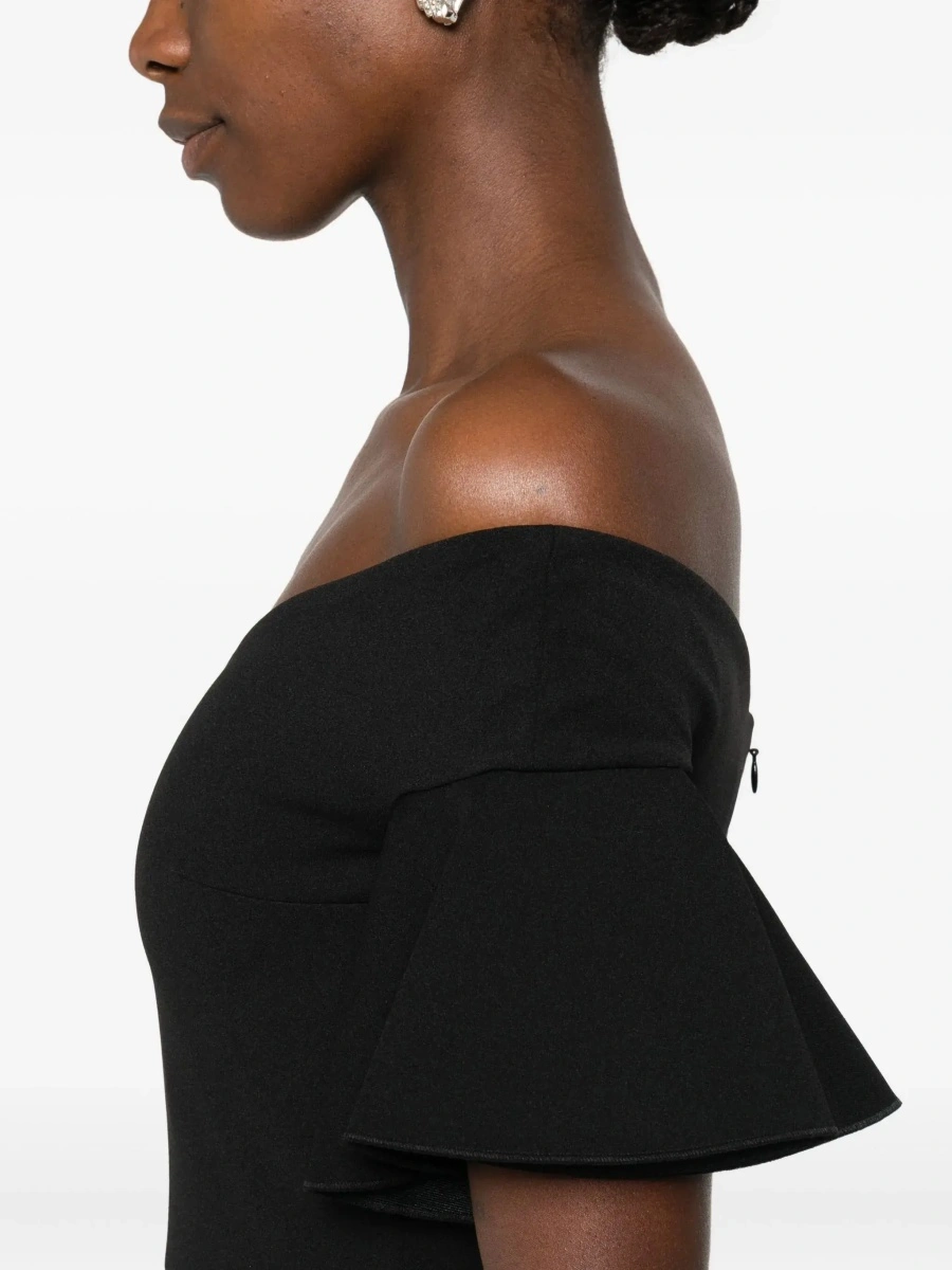 Rochii 'Cielo' Black Long Dress with Off-shoulder and Hidden Zip Closure at the Back in Tech Fabric Women - Img 7