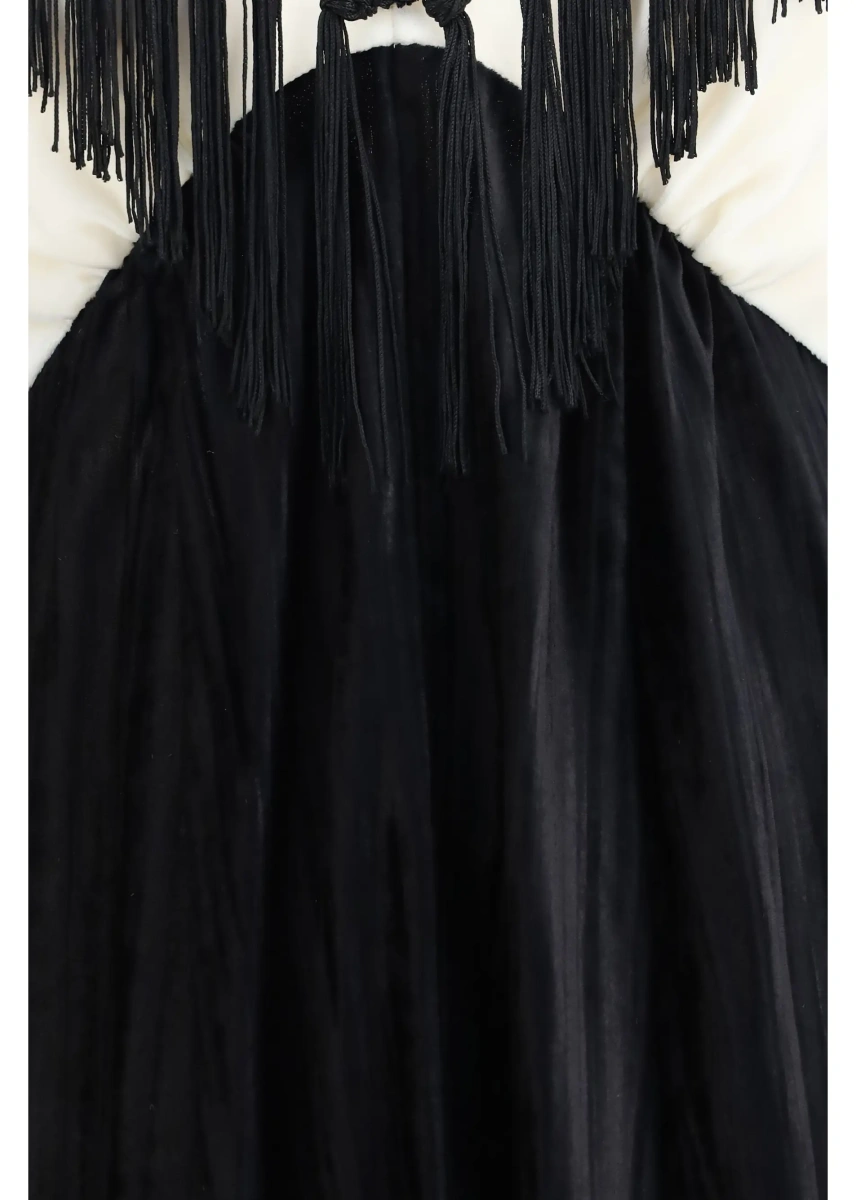 Rochii Color-block velvet Long Dress with fringes - Img 3