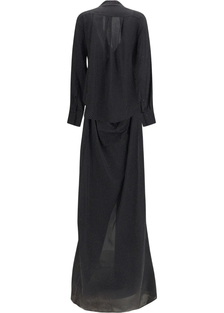 Rochii Criss Cross polka-dot silk crepe de chine long Dress - Img 4