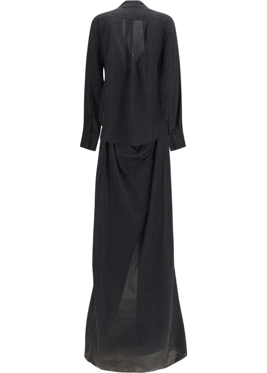 Rochii Criss Cross polka-dot silk crepe de chine long Dress - Img 4
