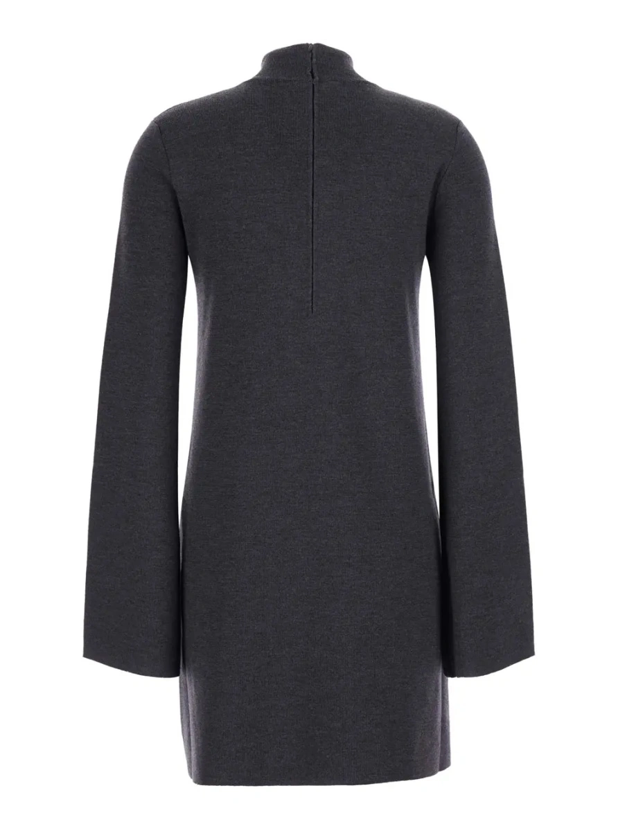Rochii Knit dress with high collar and long sleeves, in fabric, gray, women - Img 2