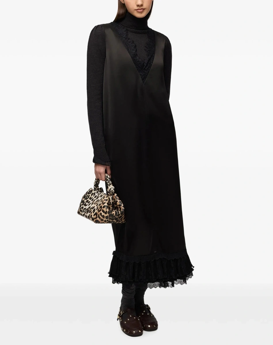 Rochii Lace-trimmed satin long Dress - Img 3