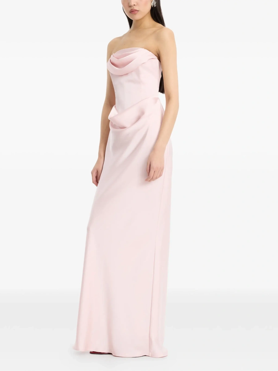 Rochii Pink Long sleeveless dress with draping in Tech Fabric for woman - Img 5