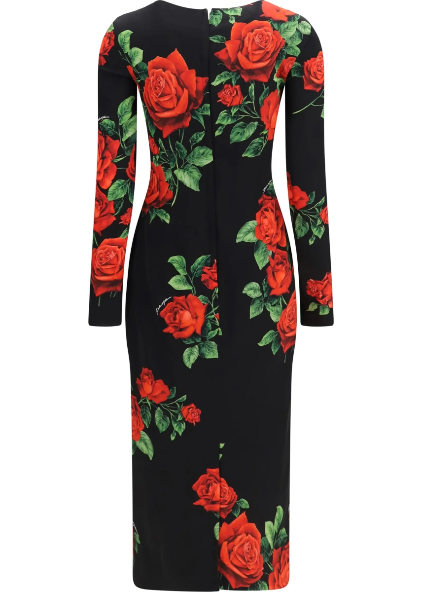 Rochii Rose-print charmeuse Midi Dress - Img 2