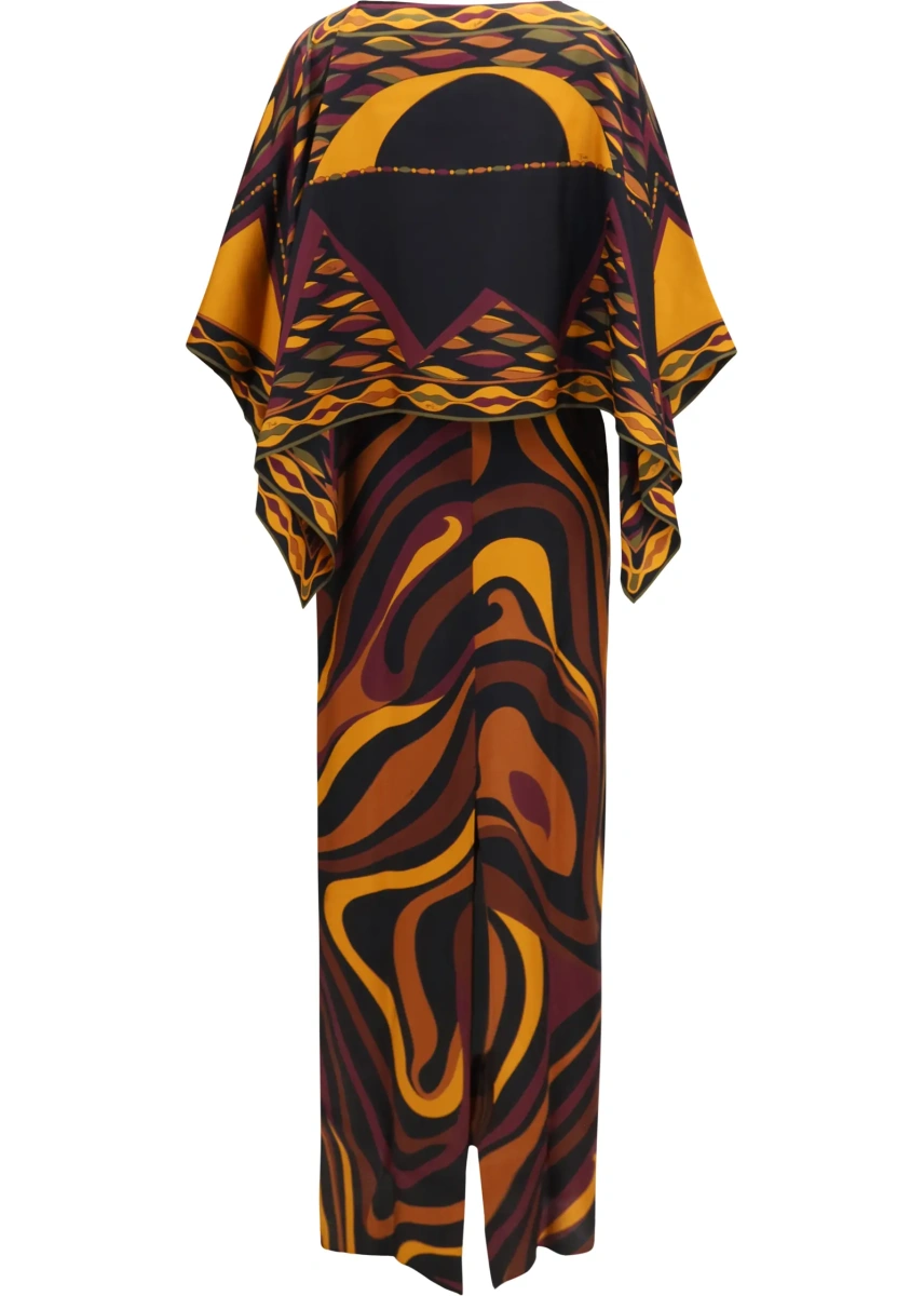Rochii Silk Dress with shoulder cape - Img 2