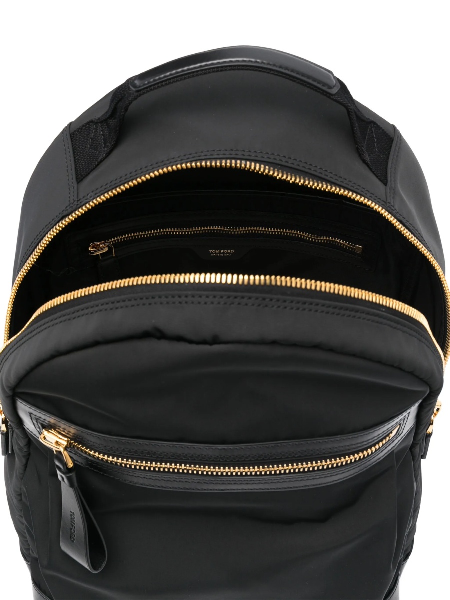 Rucsac Tom Ford negru din piele si material textil - Img 5
