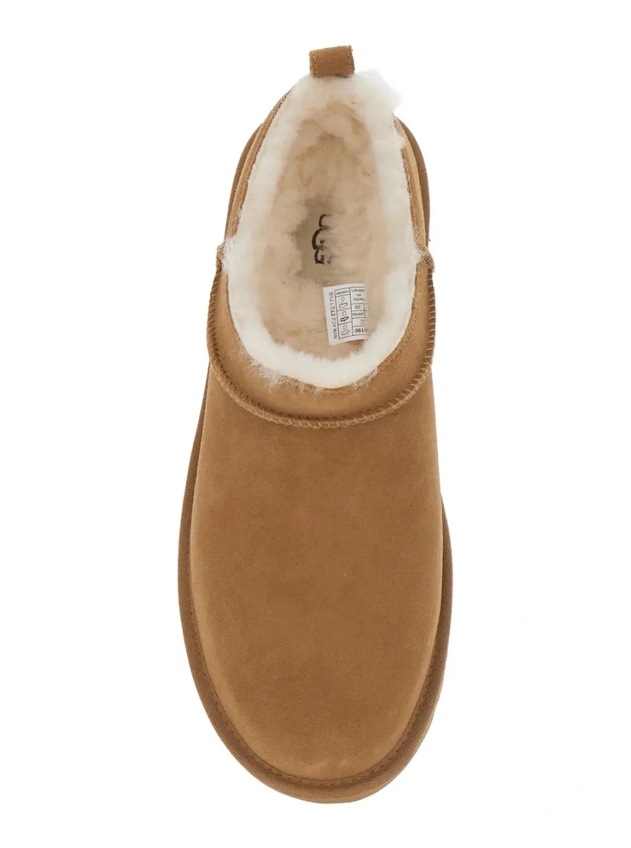 Saboti Beige Mule with logo on the side and faux fur lining in suede for men - Img 4