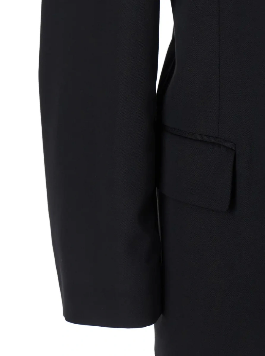 Sacou Black Single-Breasted Jacket with Notched Revers in Wool Man - Img 3
