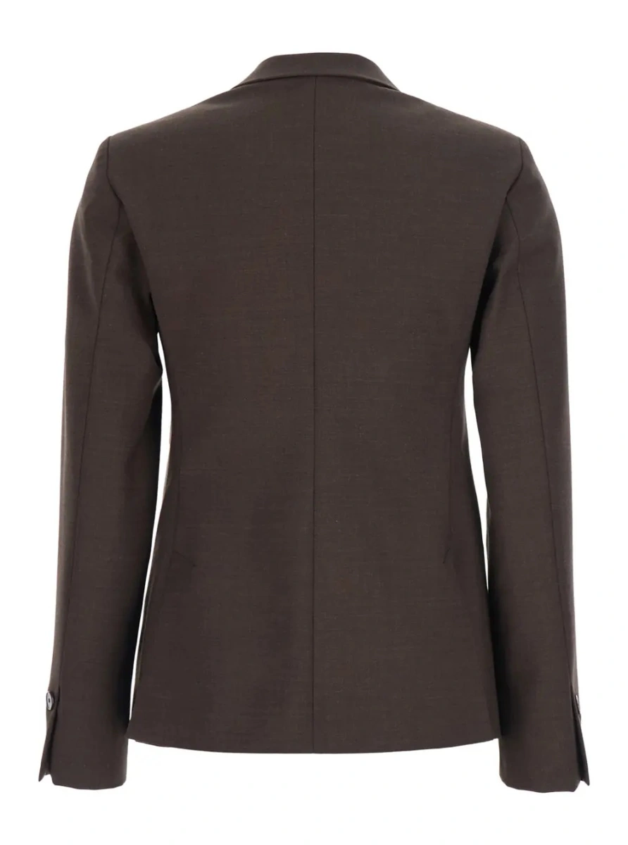 Sacou Brown Double-breasted Jacket with Peak revers in wool Blend for women - Img 2