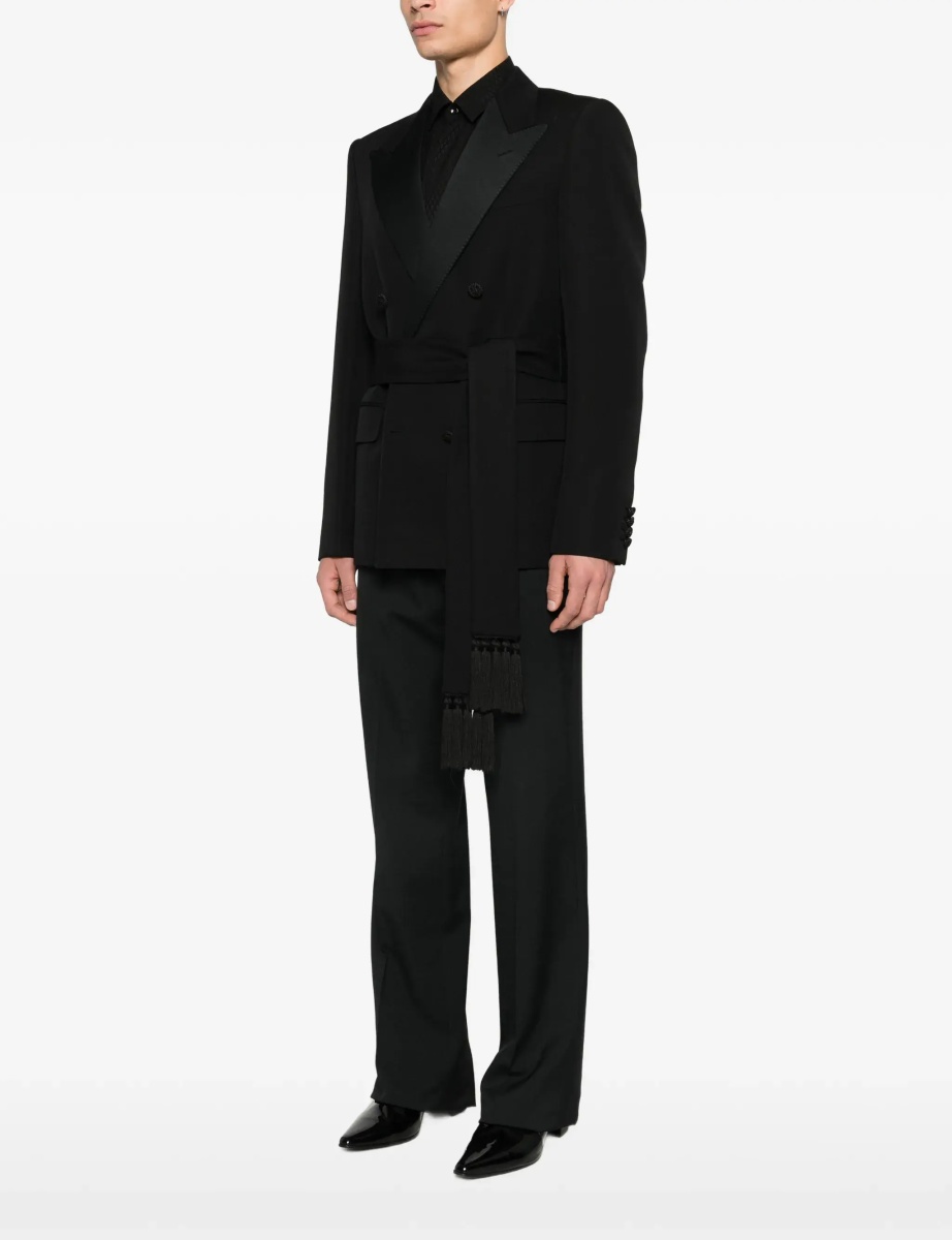 Sacou Double-breasted virgin wool Blazer with belt - Img 5
