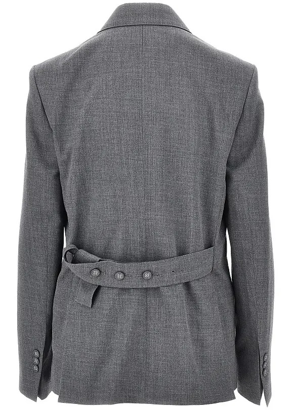 Sacou Double-breasted wool blazer with belt - Img 3