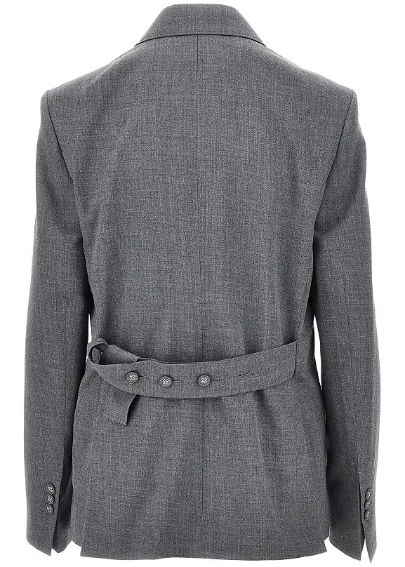 Sacou Double-breasted wool blazer with belt - Img 3