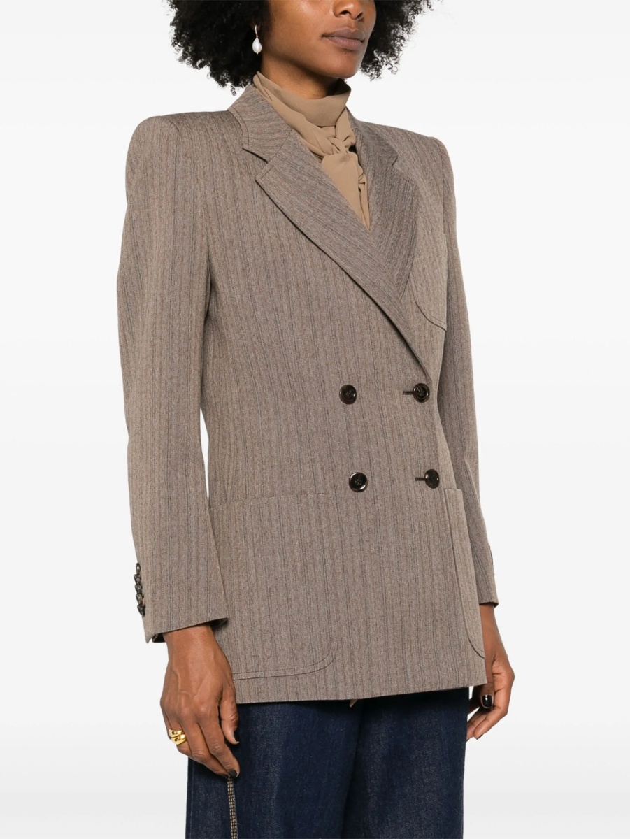 Sacou elegant Gucci maro din polyester si lana - Img 3