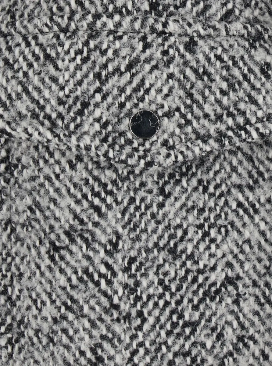 Sacou Grey Jacket with high collar with button and two front pockets in wool blend for women - Img 3