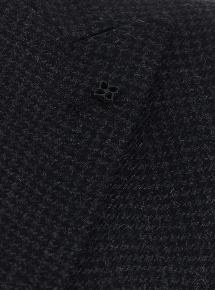 Sacou Grey Single-Breasted Jacket with Stripe Motif and Pin on Front in Wool for Men - Img 3